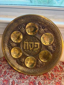 Vintage Brass Israel Passover Seder Plate