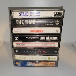lot of 8 Vintage Cassette tapes Jimi Hendrix experience, Stand by Me soundtrack, Overboard, KD Lang 
