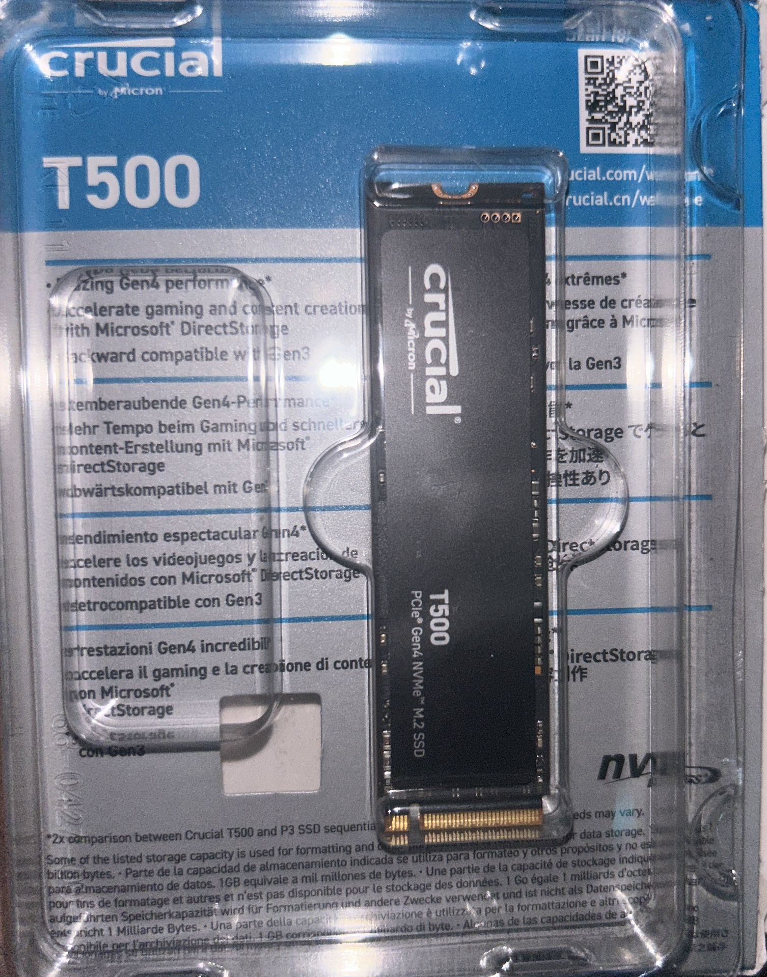 Crucial T500 1TB Gen4 NVMe M.2 Internal Gaming SSD, Up to 7300MB/s, Laptop & Desktop Compatible + 1mo Adobe CC All App