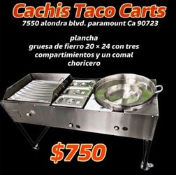 Plancha De 24” | 3 Charolas Baño Maria | Comal de Bola Para Abajo | Incluye Manguera Y Regulador