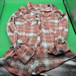 Bella D Plaid Long Sleeve Shirt Size Medium 