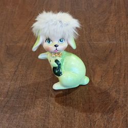 Vintage Kreiss & Co. Green Ceramic Powder Puff Dog. Pre-owned, very good 
shape, no chips or cracks. Some crazing. It is 5.25" tall. Weight 5oz 
plus 