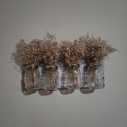 Wall Vase Decoration With Dried Baby Breath Flowers