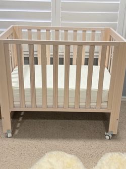 Mini Baby Crib with Mattress and Wheels