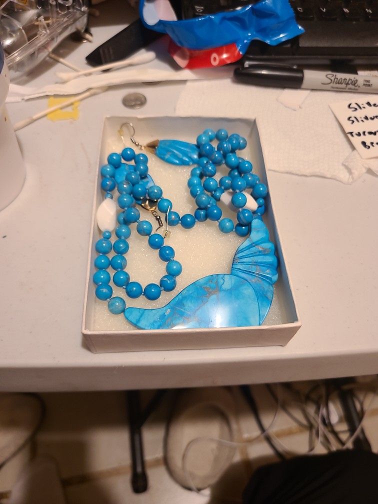 Turquoise Earrings and Necklace