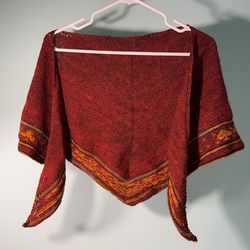 Beautiful Red/burgundy Knit Shawl  Thumbnail