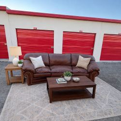 Brown Leather Sofa – $220– Delivery Available