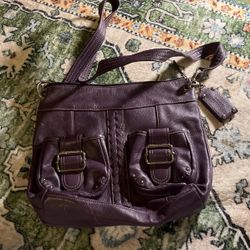 Purple Leather Cross Body Purse