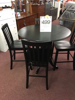 Brand New Black Pub Height Table W/ FOUR Stools $50 Down Takes It Home Today!