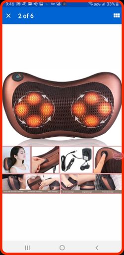 Heat Massage Pillow Shiatsu Deep Kneading Massager Relax Neck Back Shoulder Pain