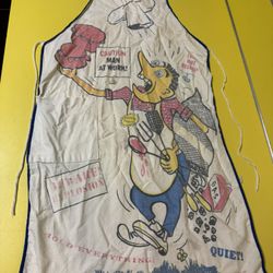 Vintage 1960s MCM carbon barbecue apron wild chef