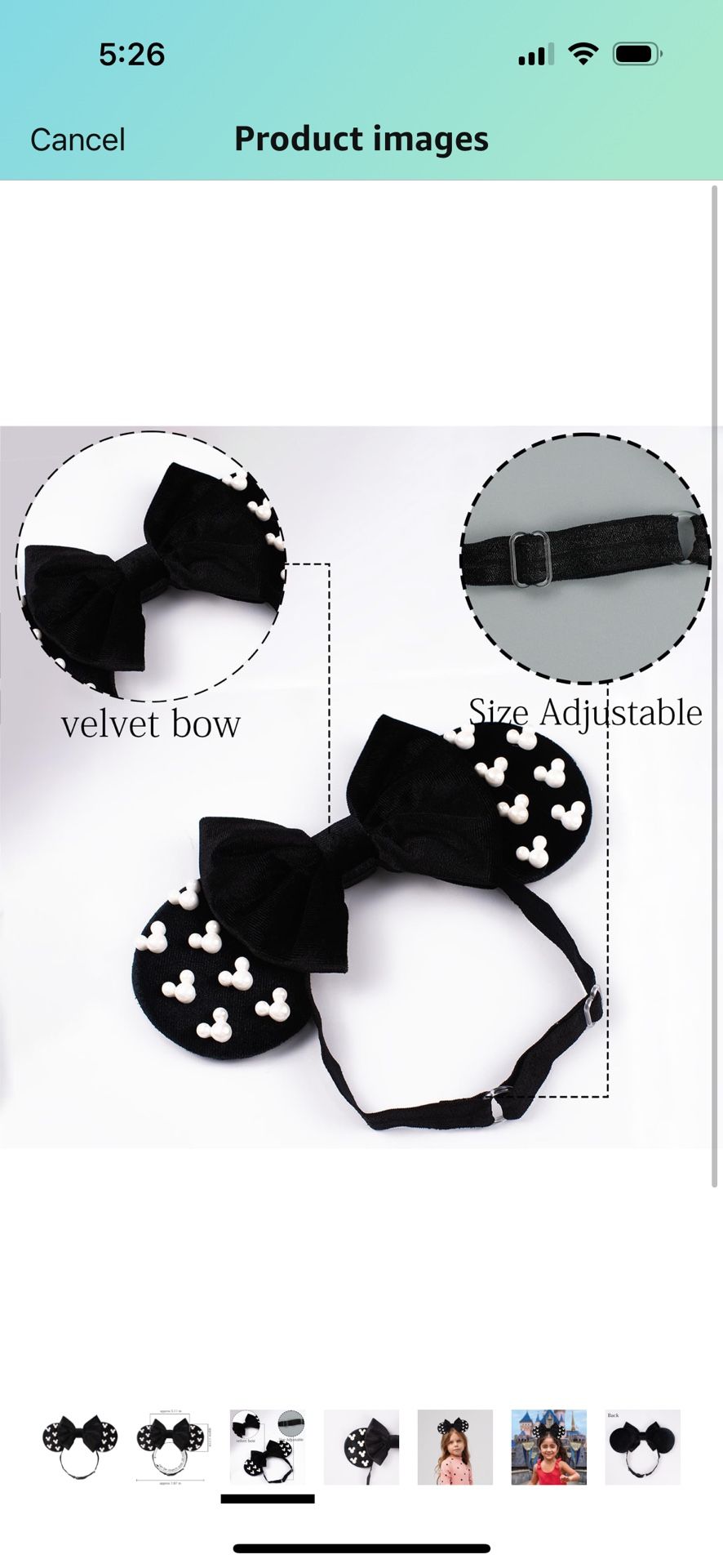 Mickey Ears With Adjustable Elastic Band 