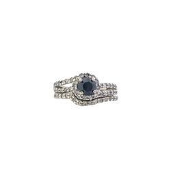 10K White Gold Women's Diamond Ring Set - 0.95ct