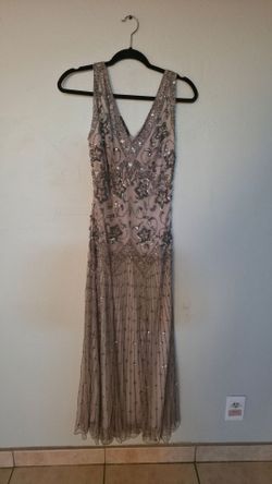 Pisarro Night Grey Beaded Formal Dress