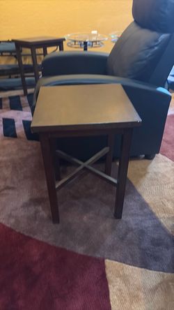 Dark Wood End Table with X-Brace - set of 2