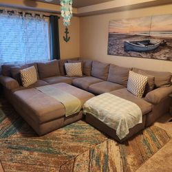 Down Feathered Sectional Sofa + Large Ottoman + Large Area Rug FREE DELIVERY 