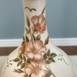 Vintage Satin Glass Handpainted Lamp 