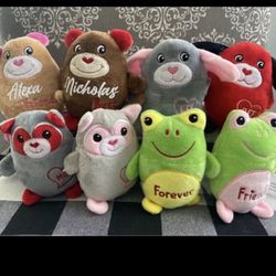 Mini Valentines stuffed animals (set of two) personalized free
