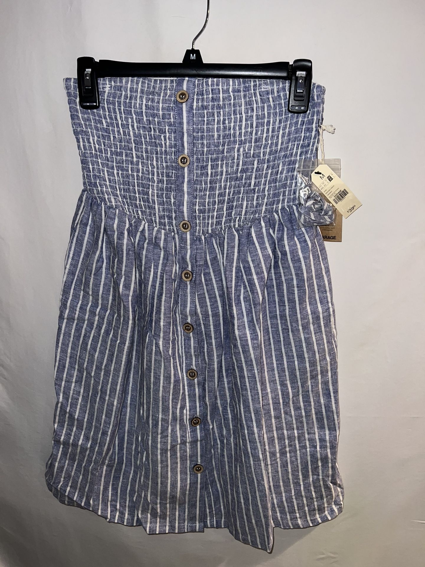 NWT Ladies Medium Garage blue & white halter top mini dress