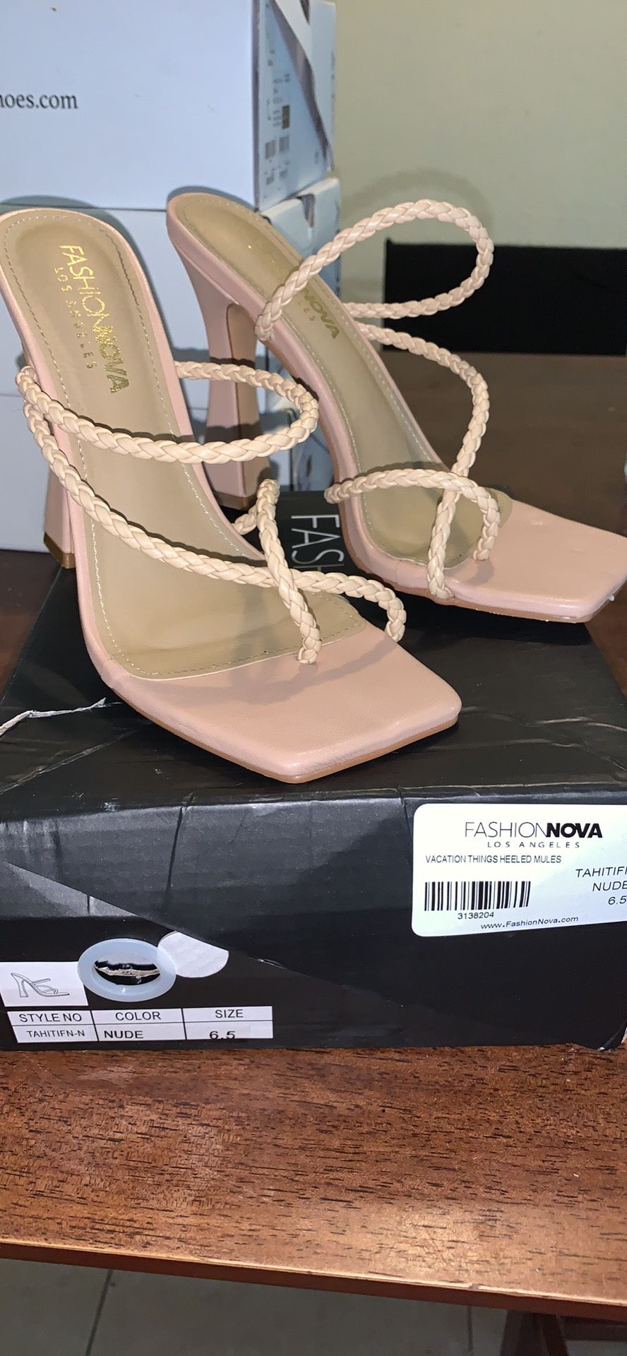 Fashion Nova Nude Open Sandal Heels