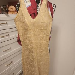Marciano Gold Bandage Dress SMALL