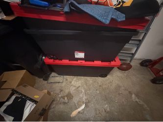 3 Fifty Gallon Storage Totes W/ Wheels