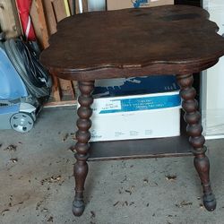 ANTIQUE LARGE SQUARE OAK WOOD FOYER CONSOLE TABLE