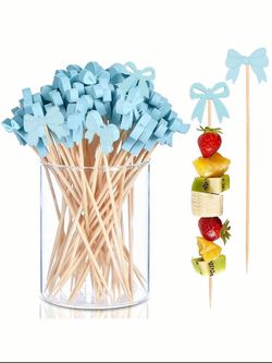 50 blue bow 5 inch Skewers