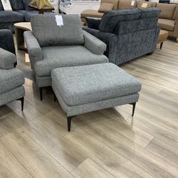 Evella Fabric Chair With Ottoman 