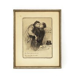 Antique Honoré Daumier Lithograph 156/500 Lawyer Triumph Satire Art 1845