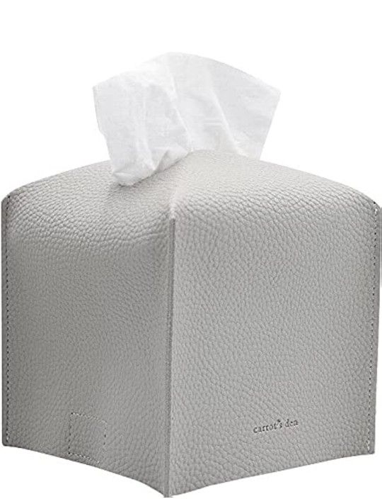 Tissue Box Cover Holder, Square with Bottom Belt 5x5x5 - Color: Gray