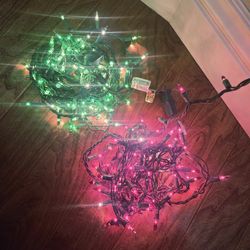 Set Of 2 Magenta/Purple & Green GE 100-light String Lights For Holiday Lighting
