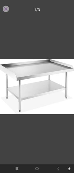 Commercial Stainless Steel Prep Table with Wheels & Raised Edges – ~36"