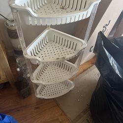 Side Table. White Fruit Veggie Shelves