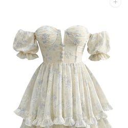 Adeirlina Cream And Blue Dress 