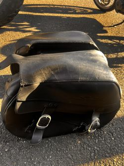 Harley Davidson black leather saddlebag with the embossed "Sportster" script logo