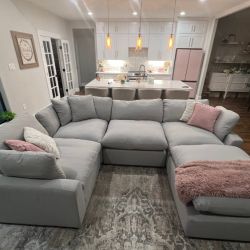 5-Piece Gray Modular Cloud Couch U-Sectional DELIVERY AVAILABLE