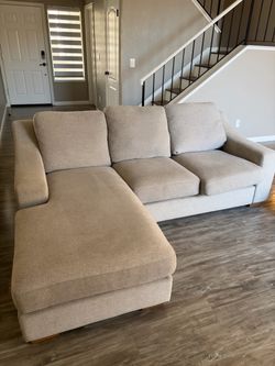 Beige Fabric Sectional Sofa with Chaise
