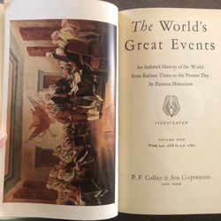 Vintage/Antique The Worlds Great Events From 1(contact info removed) HC 1945 Book GC