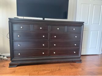 Dark Wood Dresser and Bed frame Set