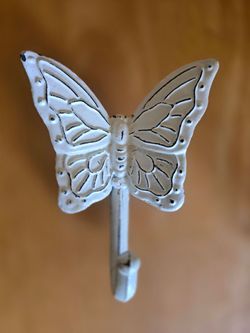 Home & Garden Rustic White Butterfly Wall Hook