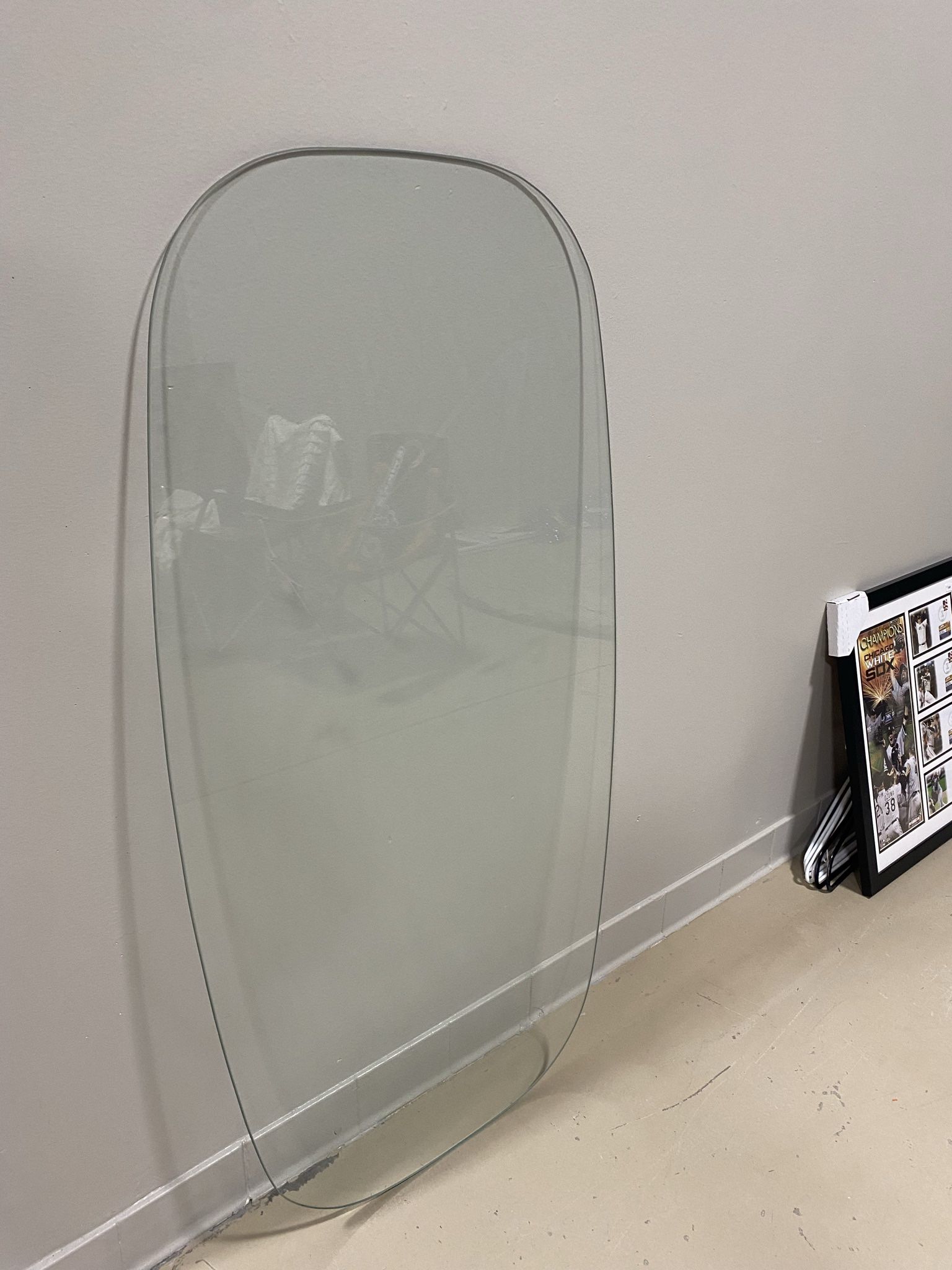 Oval Glass Top Coffee Table 24" x 48" Racetrack Top Polished Edge for