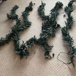 Garland Pre Lite Pine Cones Real Looking New 5 Stands 6 Ft