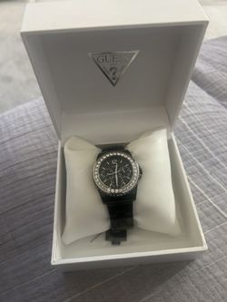 New authentic GUESS woman’s black dial black stainless steel bracelet U13004L1