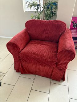 Red corduroy chair