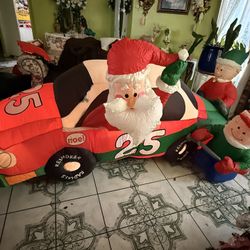 Santa Race Car Inflatable