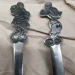 Vintage Mickey And Minnie Silverware Set 