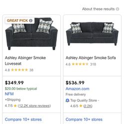 Ashley Living room set 3 Pieces includes 1 Sofa, 2 loveseats, and 3 pieces coffee table .