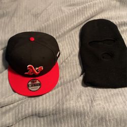 Red A’s Hat And Skee Mask