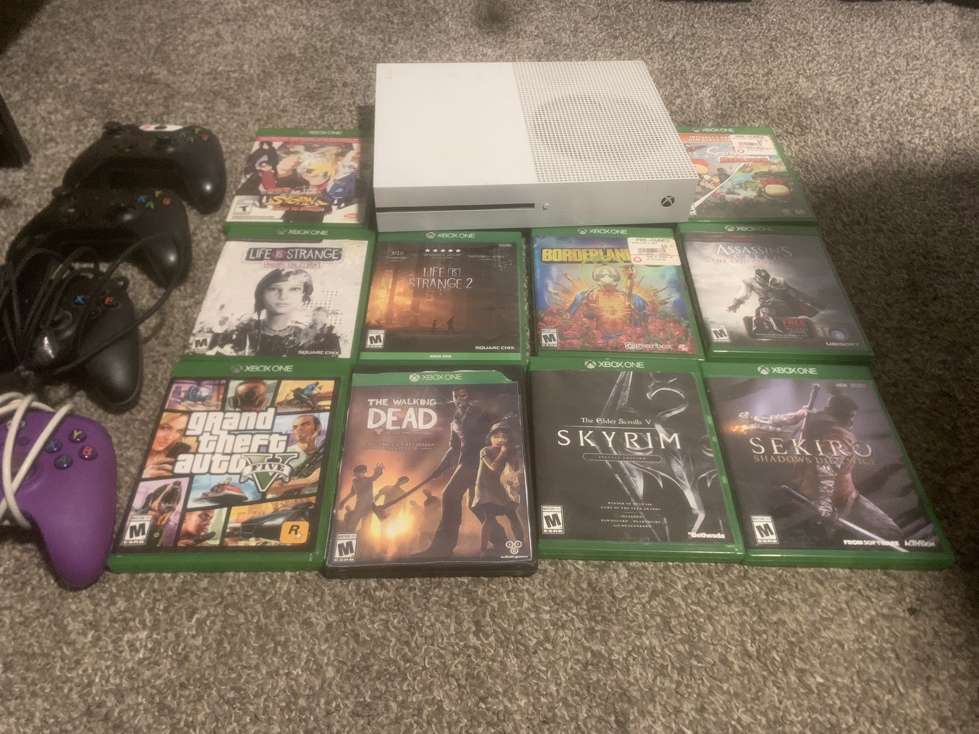 Xbox One S With Controllers And Games